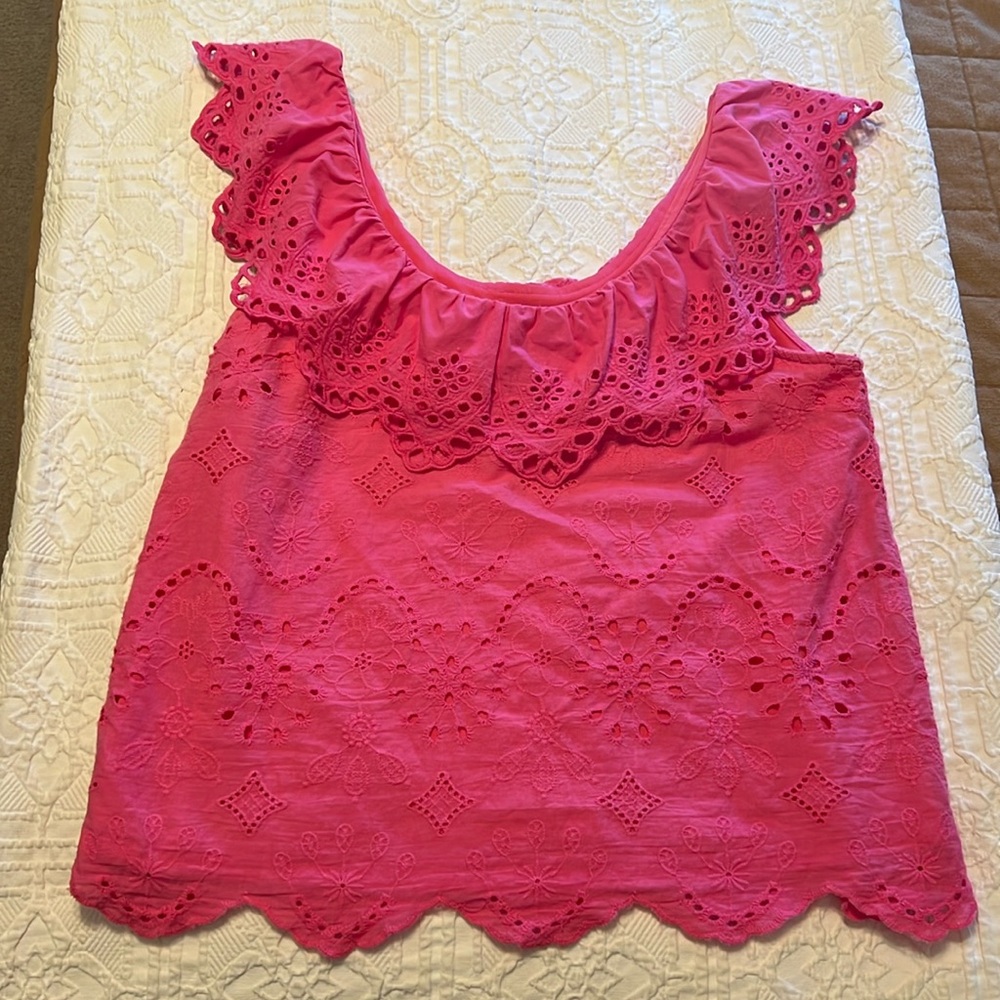 Andree by Unit Pink Eyelet Top with Ruffle